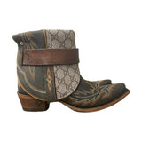 7.5 Marbled Brown & Embroidered with Designer Canty Boots®