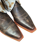 8 Embroidered Brown & Tan Tie Dye Hide Canty Boots® with Agate Concho