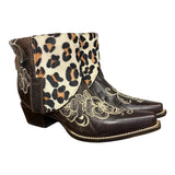 9 Embroidered Floral & Leopard Hair-on Hide Canty Boots®
