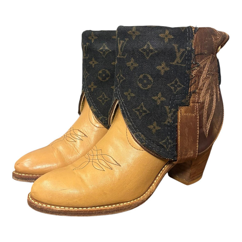 7.5 Two Toned Brown & Designer Denim Canty Boots®
