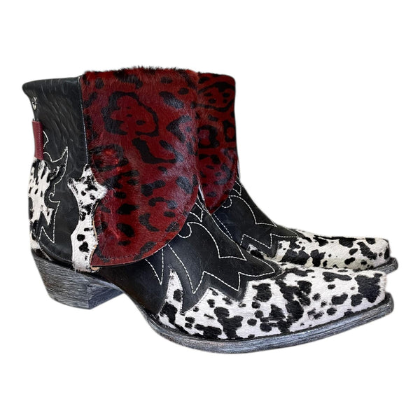 11 Black & Cowhide with Leopard Hair-on Hide Canty Boots®