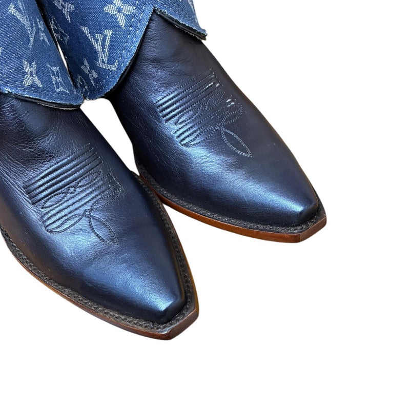 9 Metallic Navy Blue & Designer Denim Canty Boots®
