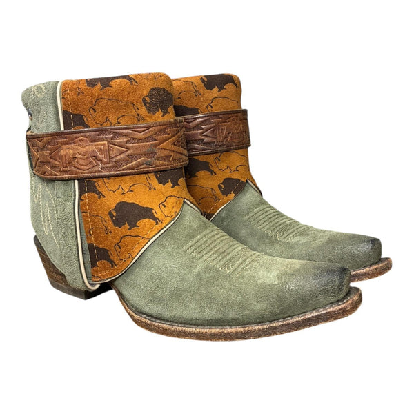 8 Green Rough Out & Buffalo Print Canty Boots®