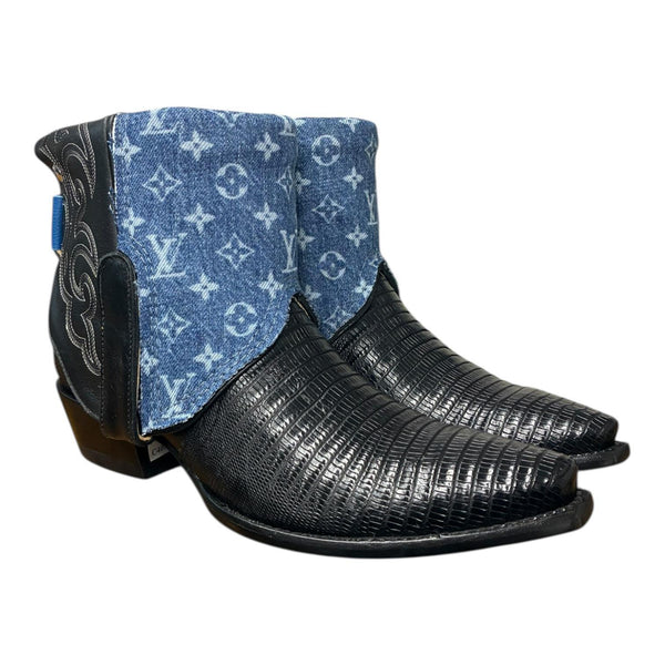 9.5 Exotic Black & Designer Denim Canty Boots®