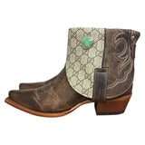 9.5 Brown & Designer Canty Boots® with Turquoise Concho