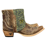 10 Embroidered Brown & Green Leopard Canty Boots® with Star Inlay