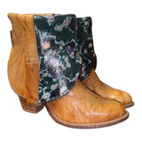 8 Marbled Tan & Floral Leather Stacked Heel Canty Boots®