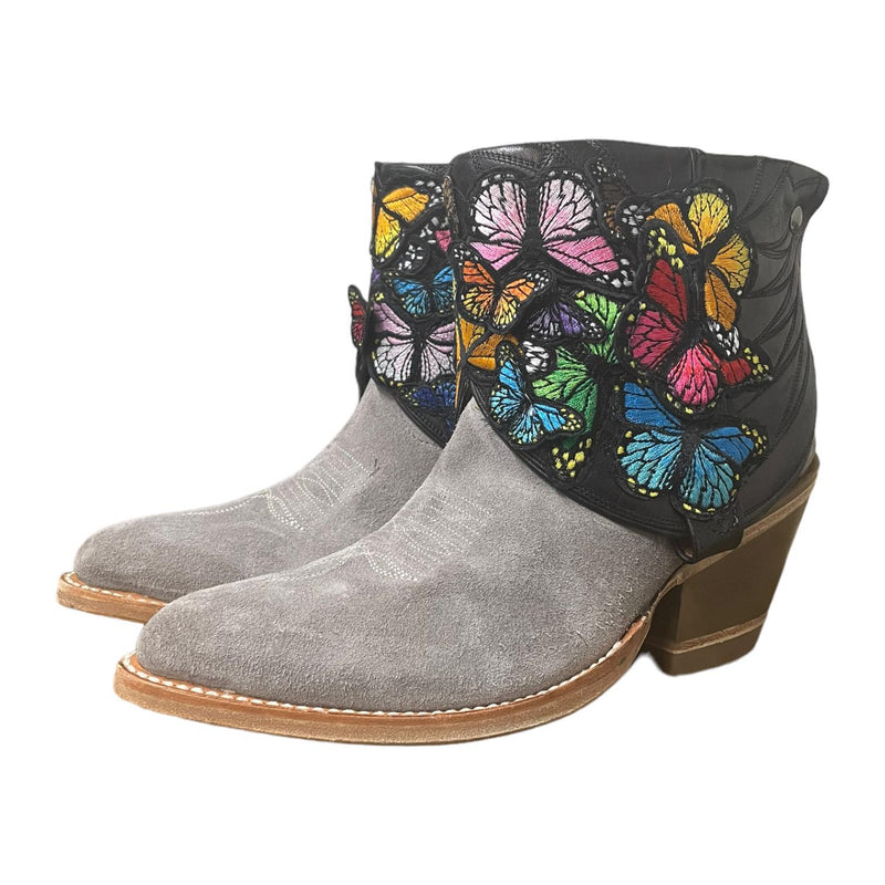 8.5 Gray & Black Butterfly Patches Canty Boots®
