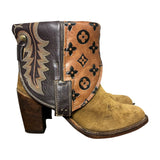 8 Two Toned Stacked Heel & Designer Canty Boots®