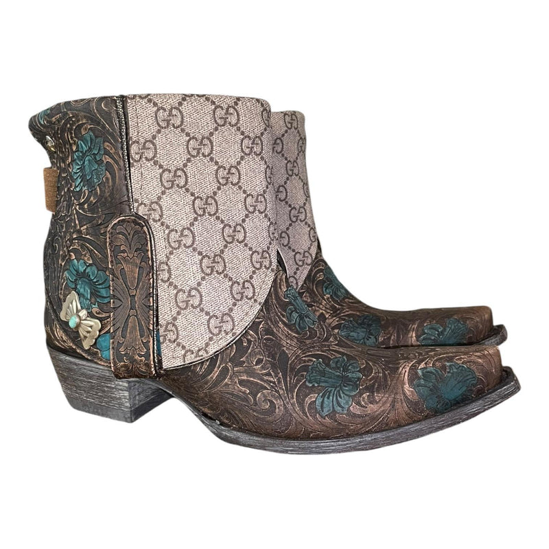 8 Tooled & Designer Canty Boots® with Turquoise Bow Concho