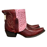 9 Red & Marbled Pink Leather Canty Boots®