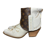 9 Cream Embroidered Floral & Designer Canty Boots®