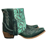 8.5 Embroidered Green & Tooled Floral Leather Canty Boots®