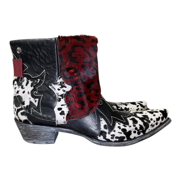 11 Black & Cowhide with Leopard Hair-on Hide Canty Boots®