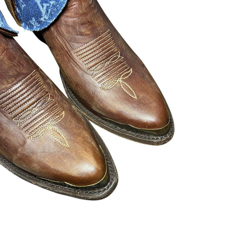 8.5 Embroidered Brown & Designer Denim Canty Boots®