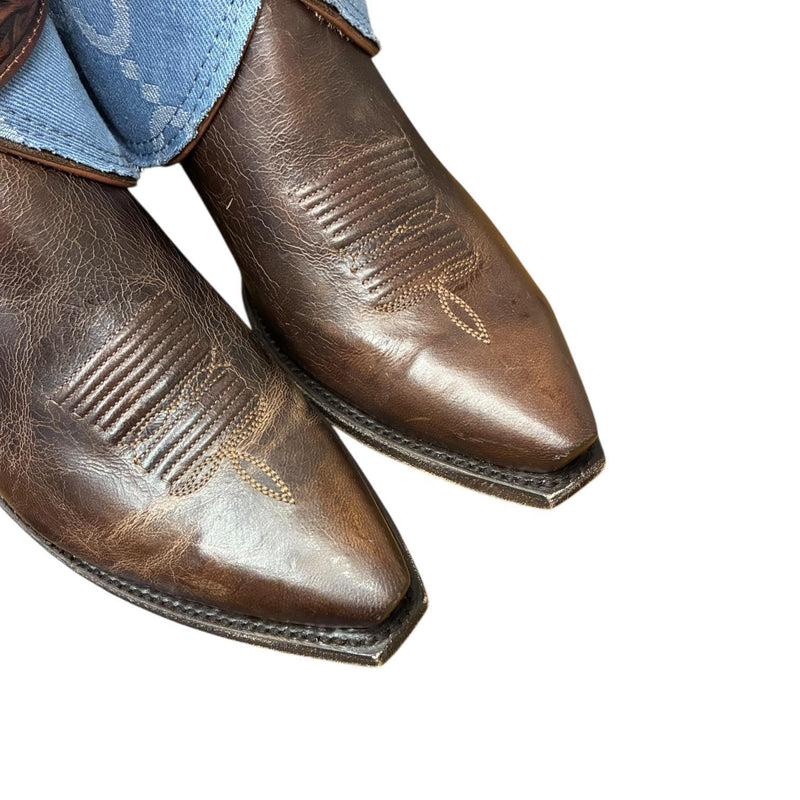 10 Embroidered Brown & Designer Denim Canty Boots®