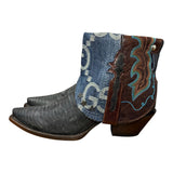8.5 Two Toned Exotic & Designer Denim Canty Boots® with Silver Stars