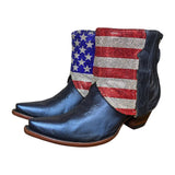 9 Metallic Navy Blue & American Flag Crystals Canty Boots®