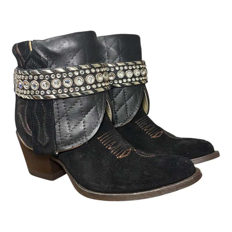 6 Black Rough Out & Quilted Leather Canty Boots®