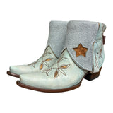 8.5 Embroidered Blue & Blue Leather Canty Boots® with Star Inlay