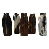 Cowhide Bottle Koozie with Customizable Leather Patch