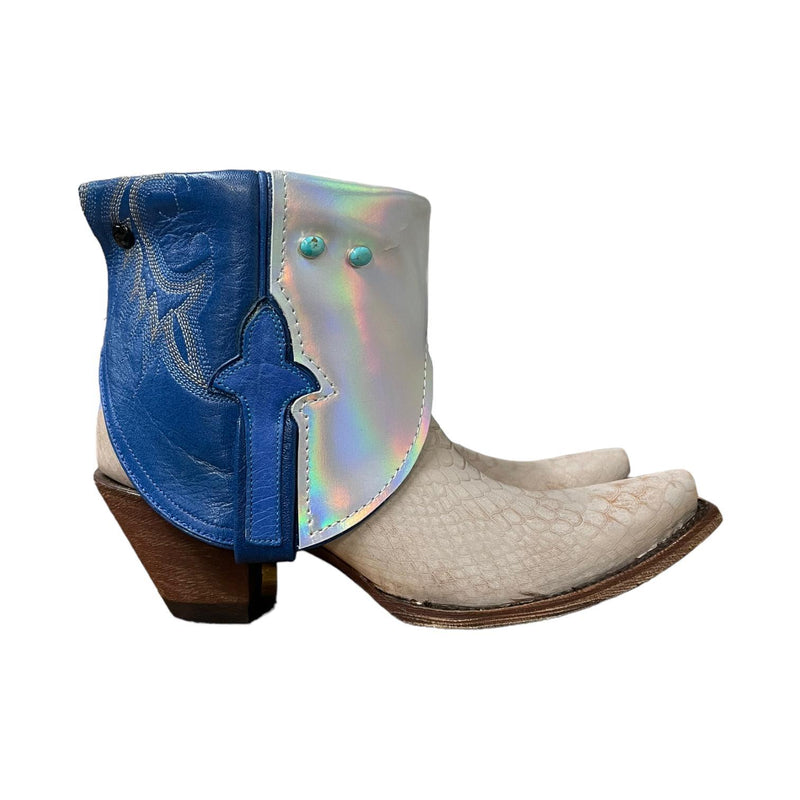 8 Embossed Snakeskin & Holographic Canty Boots® with Turquoise Stones