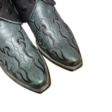 7 Embroidered Black & Studded Black Leather Canty Boots® with Star Inlay