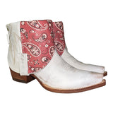 10 White & Light Red Bandana Print Canty Boots®