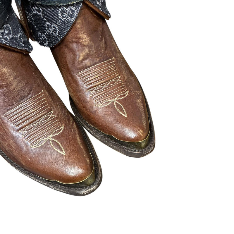 9 Embroidered Brown & Designer Denim Canty Boots®