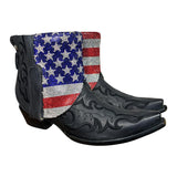 8.5 Embroidered Black & American Flag Crystals Canty Boots®