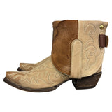 7 Embroidered Tan & Hair-on Hide Canty Boots® with Turquoise Concho