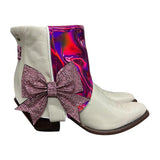 8.5 Cream & Pink Holo with Pink Crystal Bows Canty Boots®