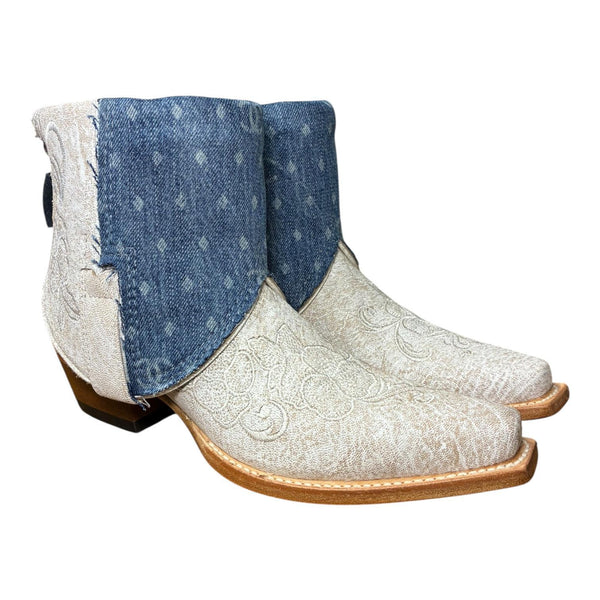 6.5 Embroidered White & Designer Denim Canty Boots®