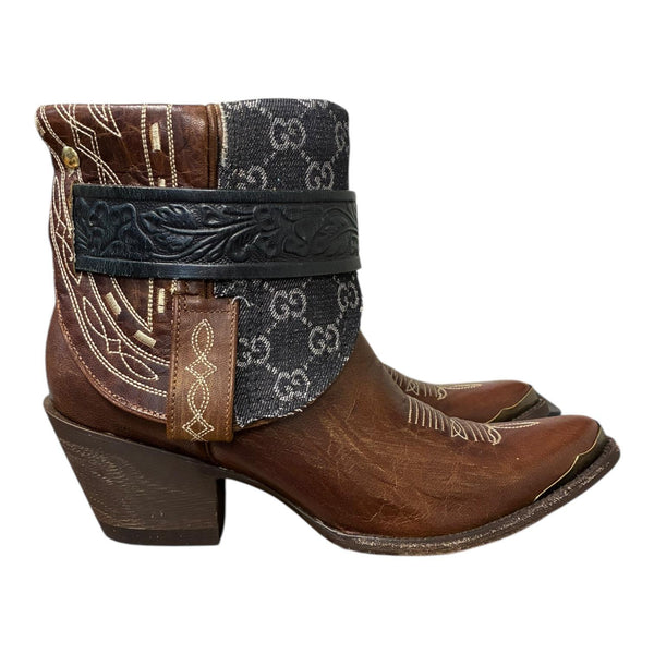 9 Embroidered Brown & Designer Denim Canty Boots®