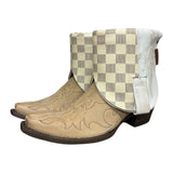6.5 Two Toned & Designer Canty Boots® with Engraved White Opal Concho