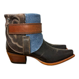 8.5 Embroidered Brown & Denim Canty Boots®