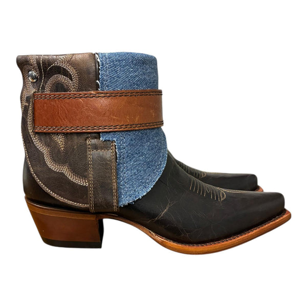 8.5 Embroidered Brown & Denim Canty Boots®