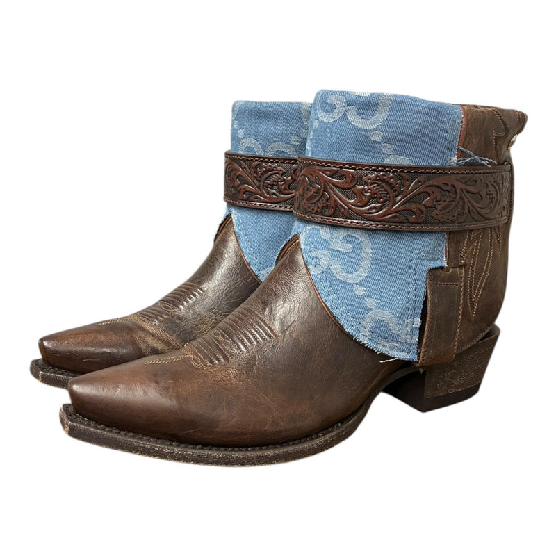 10 Embroidered Brown & Designer Denim Canty Boots®