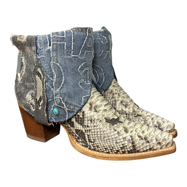 8 Exotic & Designer Denim Pockets Canty Boots® with Turquoise Concho