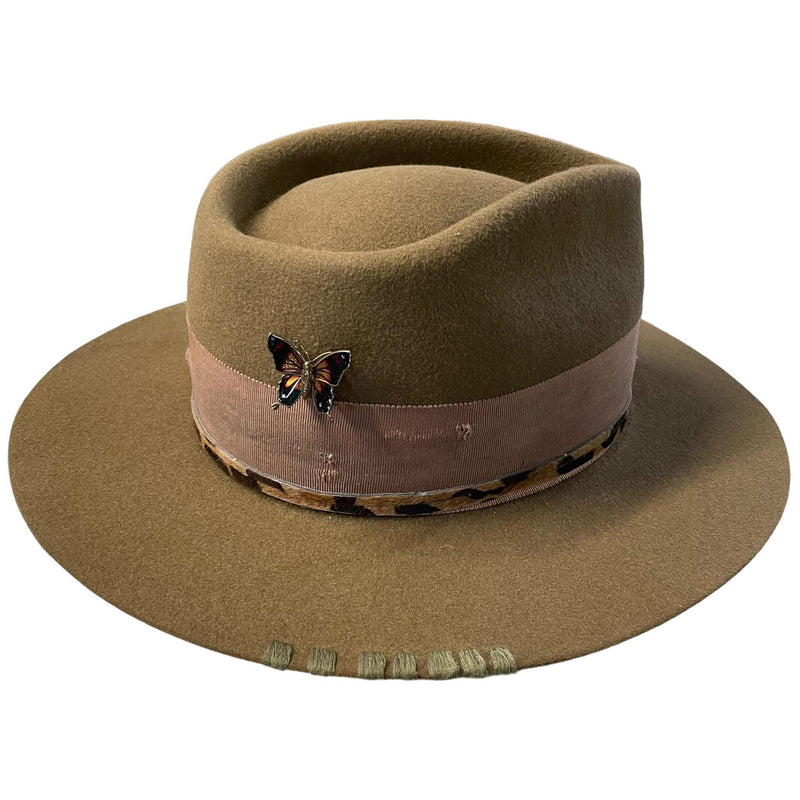 Brown & Gold Beaver Felt Hat - Size 7 3/8