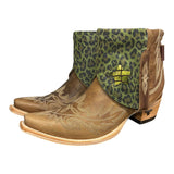 10 Embroidered Brown & Green Leopard Canty Boots® with Star Inlay