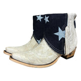 8 Embroidered White & Star Denim Canty Boots®