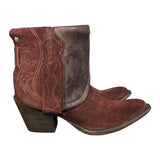 6.5 Maroon Rough Out & Tooled Leather Canty Boots® with Opal Concho