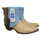 7 Two Toned & Blue Leather Canty Boots® with Beaded Detail