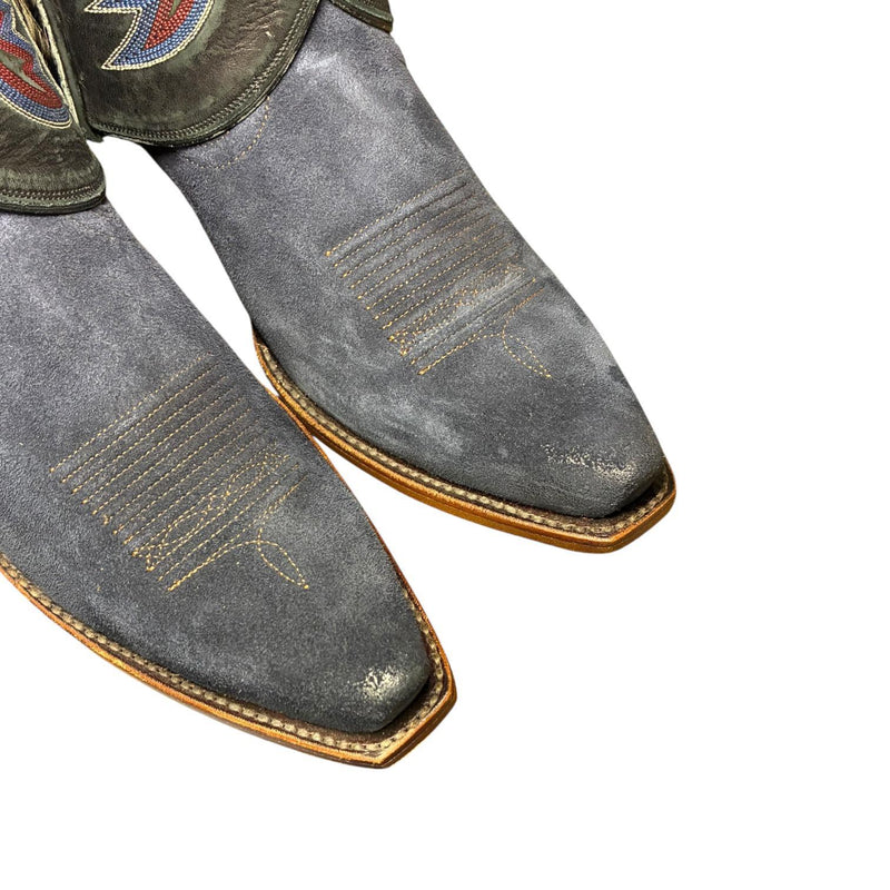 9 Embroidered Navy Blue Rough Out Canty Boots®
