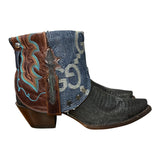 8.5 Two Toned Exotic & Designer Denim Canty Boots® with Silver Stars