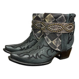 8.5 Embroidered Black & Checkered Leather Canty Boots®