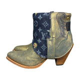 8.5 Gold Glitter & Designer Denim Canty Boots®