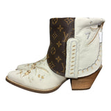9 Cream Embroidered Floral & Designer Canty Boots®