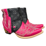 8 Embroidered Hot Pink & Designer Canty Boots® with Silver Locket Concho